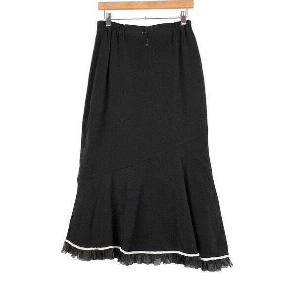 Unknown Dresses & Skirts - Y2K Vintage 90s Women's Hi-Low Ruffled Black w Contrasted Trim Fishtail Skirt 10